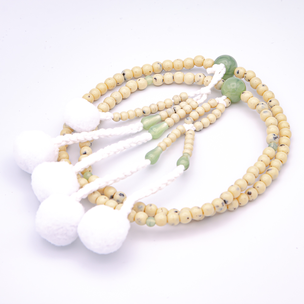 星月翡翠 数珠 8寸（小・女性向け） プラスチック 綿房 創価学会念珠